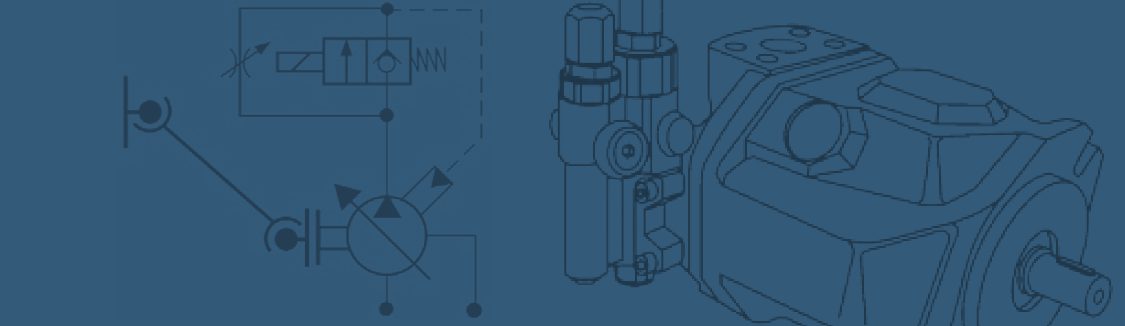 Hydraulic circuit diagram and hydraulic pump as technical drawing